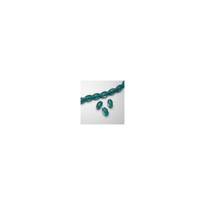 PERLE FORMA DI OLIVA, FILO DA 24 PEZZI mm 16x11 AZZURRO