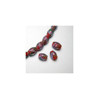 PERLE A FORMA DI OLIVA, FILO DA 24PEZZI mm 16x11 ROSSO