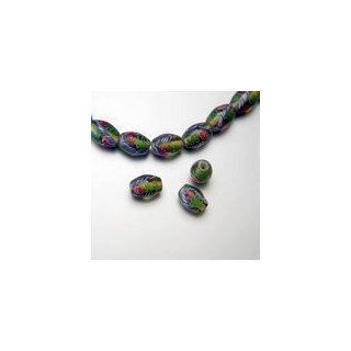 PERLE A FORMA DI OLIVA, FILO DA 24 PEZZI mm 16x11 VERDE