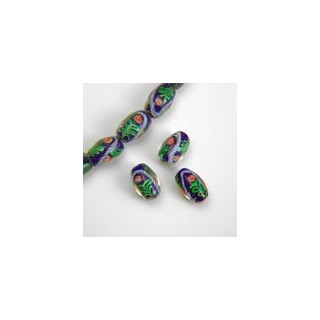 PERLE A FORMA DI OLIVA, FILO DA 24 PEZZI mm 16x11 BLU