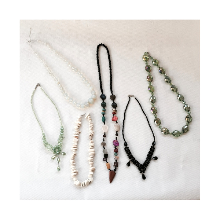 COLLANA PIETRA NATURALE E SEMICRISTALLI 6 PEZZI