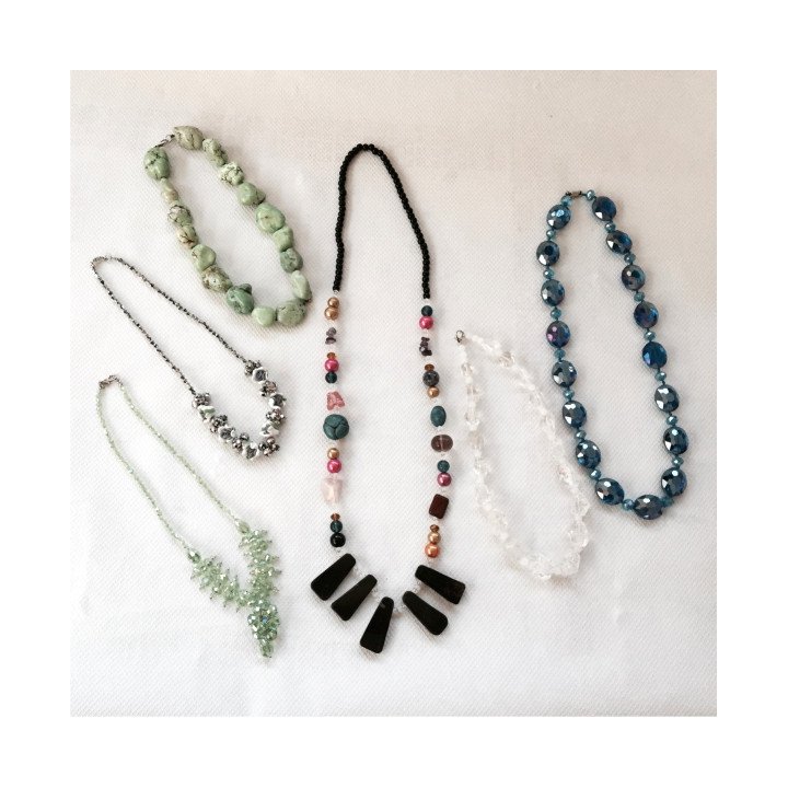 COLLANA PIETRA NATURALE E SEMICRISTALLI 6 PEZZI
