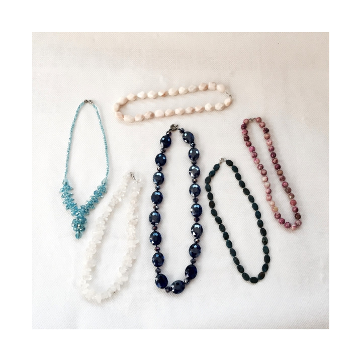 COLLANA PIETRA NATURALE E SEMICRISTALLI 6 PEZZI