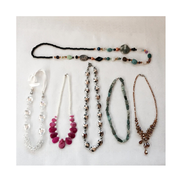 COLLANA PIETRA NATURALE E SEMICRISTALLI 6 PEZZI