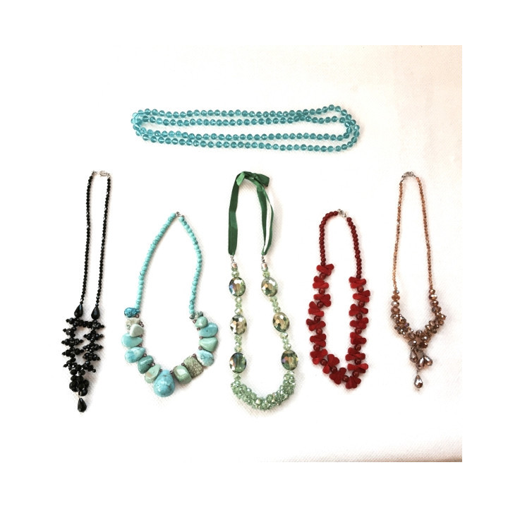 COLLANA PIETRA NATURALE E SEMICRISTALLI 6 PEZZI