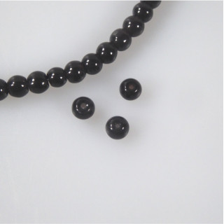 GRANI IN VETRO NERO Ø 4 mm - FILO DA 10 PEZZI