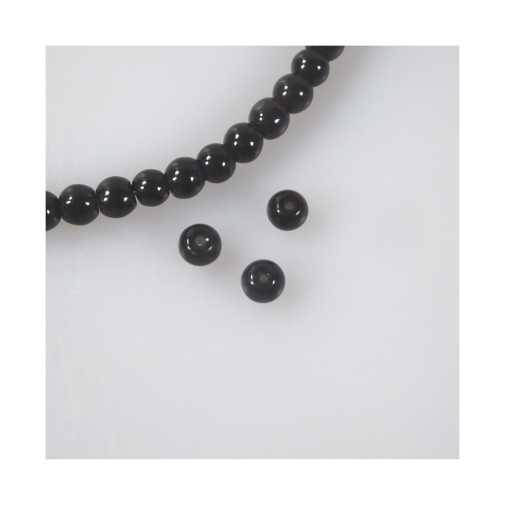 GRANI IN VETRO NERO Ø 4 mm - FILO DA 10 PEZZI