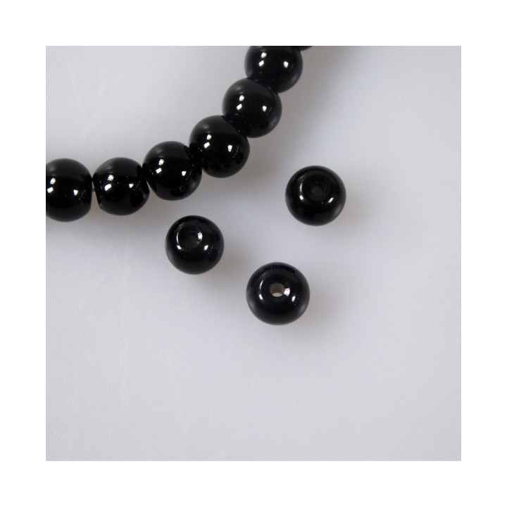 GRANI IN VETRO NERO Ø 6 mm IN FILO DA 70 PEZZI