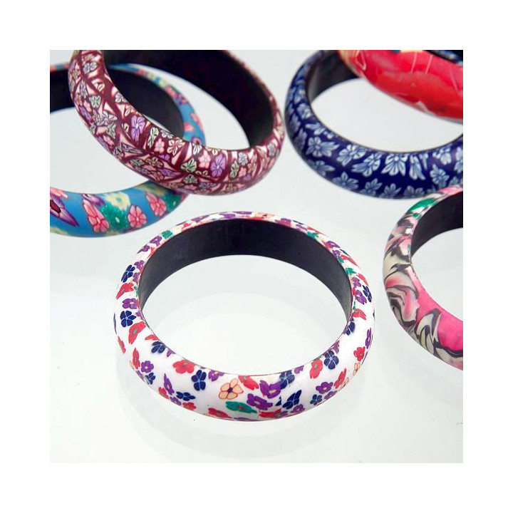 BRACCIALETTO LARGO IN FIMO COLORI ASSORTITI 83x20 mm