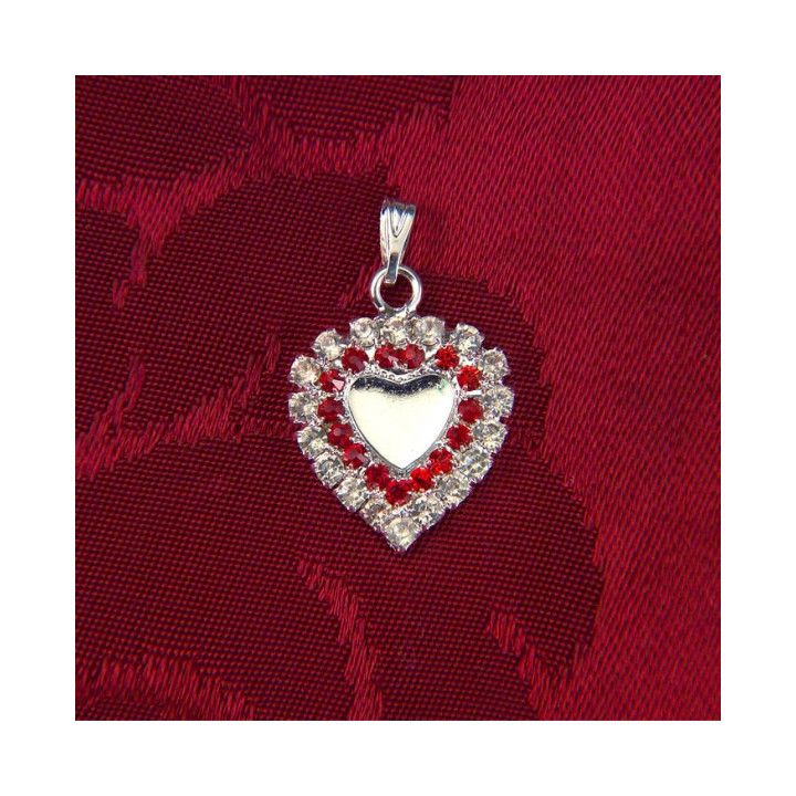PENDOLO A FORMA CUORE CON STRASS PIENO MISURA INTERNA 1 x 1 cm