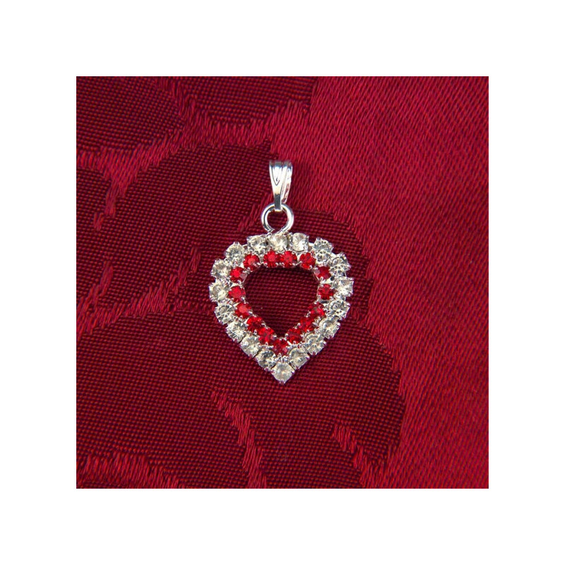 PENDOLO FORMA CUORE CON STRASS VUOTO DENTRO MISURA 1 x 1 cm