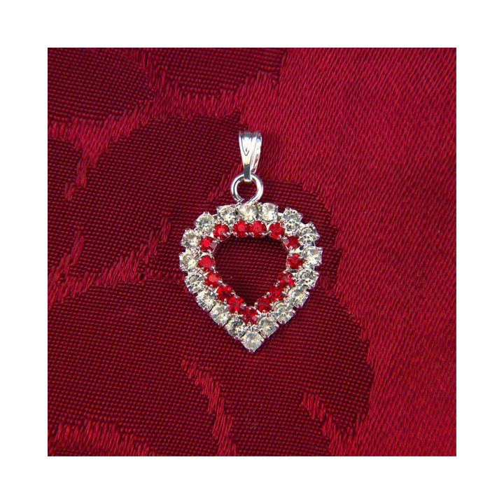 PENDOLO FORMA CUORE CON STRASS VUOTO DENTRO MISURA 1 x 1 cm