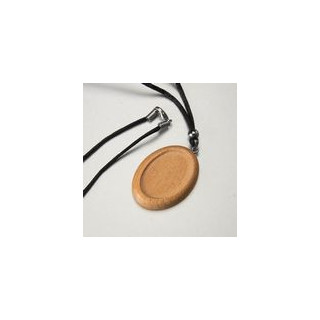 GIROCOLLO DI CORDA CON CIONDOLO OVALE LEGNO MISURA ESTERNA 2,8 X 4 h CM MISURA INTERNA 2 X 3 h CM