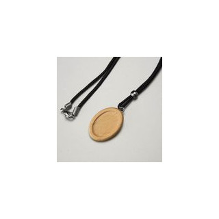 GIROCOLLO CON CIONDOLO OVALE LEGNO MEDIO mm 21x28