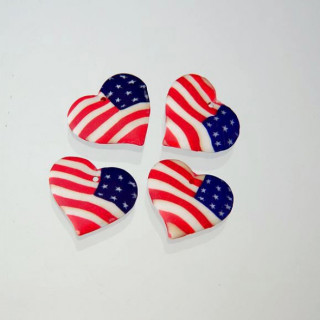 PENDENTE A CUORE BANDIERA USA IN FIMO  27 mm
