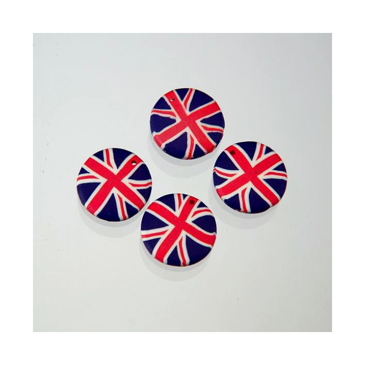 PENDENTE A CUORE BANDIERA GB IN FIMO  24 mm