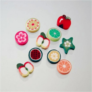 RONDELLE DI FRUTTAIN FIMO COLORI ASSORTITI 16x5 mm