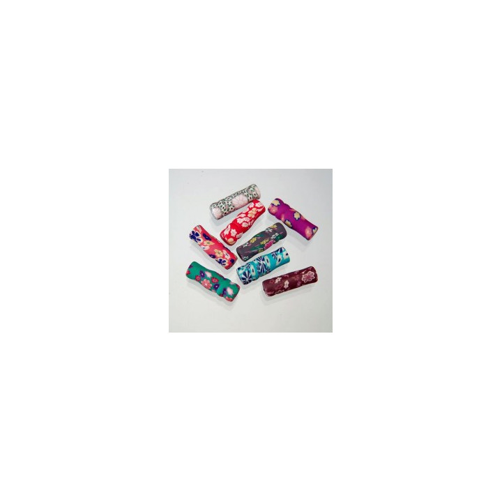 CILINDRO IRREGGOLARE IN FIMO COLORI ASSORTITI  35x11 mm