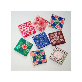 QUADRETTO PIATTO IN FIMO COLORI ASSORTITI 24x24 mm