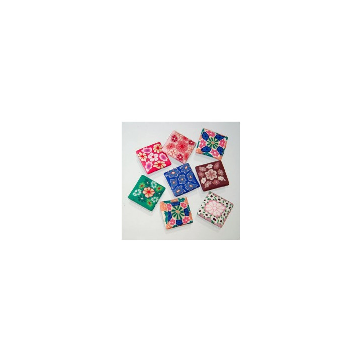 QUADRETTO PIATTO IN FIMO COLORI ASSORTITI 24x24 mm