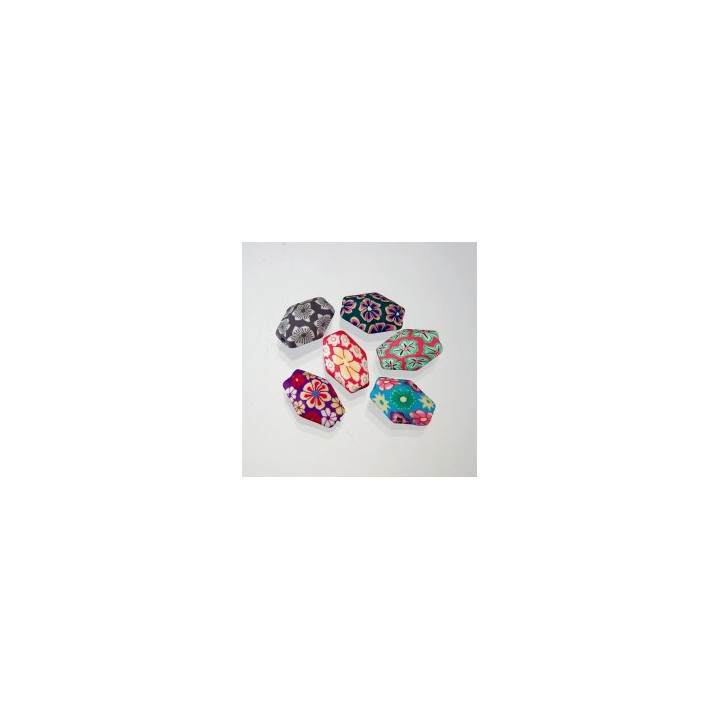 OVALE ESAGONALE IN FIMO COLORI ASSORITI  30x20mm