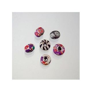 RONDELLA CON OCCHIELLO IN  FIMO COLORI ASSORTITI 15x12 mm