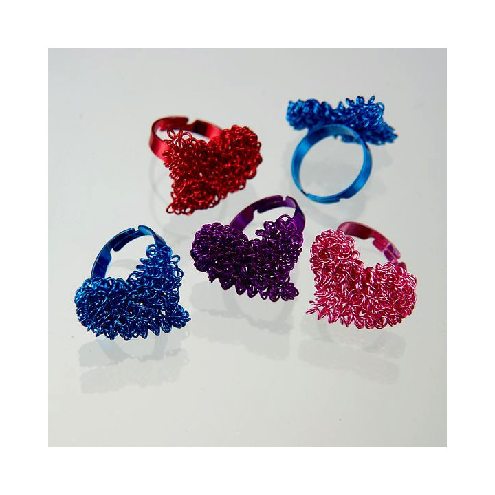 ANELLO CUORE DI FILO IN METALLO COLORI ASSORTITI 25 mm