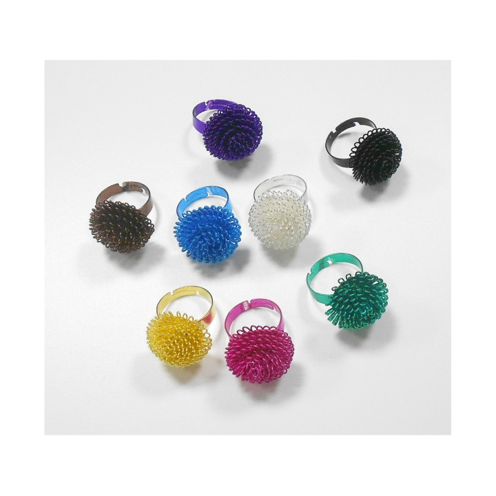 ANELLO CON MEZZA SFERA DI FILO COLORI  ASSORTITI 25 mm