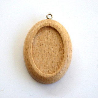 CIONDOLO OVALE IN LEGNO GRANDE MISURA ESTERNA 2,8 X 4 h CM MISURA INTERNA 2 X 3 h CM