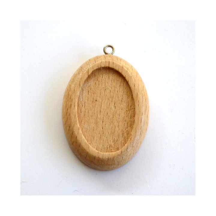 CIONDOLO OVALE IN LEGNO GRANDE MISURA ESTERNA 2,8 X 4 h CM MISURA INTERNA 2 X 3 h CM