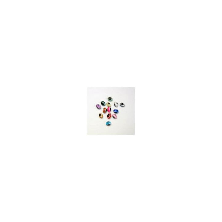 PERLE IN PLASTICA OCCHI DI LINCE COLORI ASSORTITI 6x8 mm. CONFEZIONE DA 1.000 PEZZI