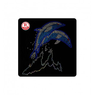 DELFINI CON PAILLETTES TERMOADESIVE PER TESSUTO E MATERIALI VARI MISURA cm 26x22