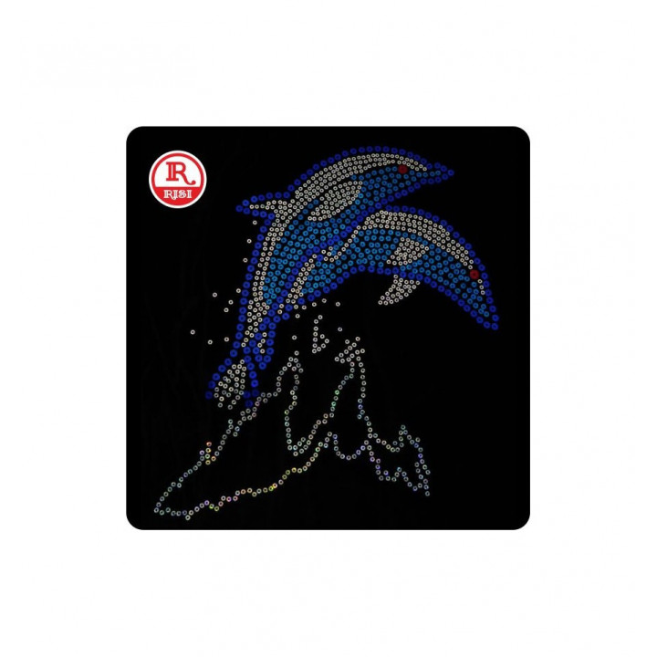 DELFINI CON PAILLETTES TERMOADESIVE PER TESSUTO E MATERIALI VARI MISURA cm 26x22