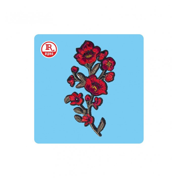 ROSE PATCH IN TESSUTO RICAMATO TERMOADESIVO PER TESSUTO E MATERIALI VARI, MISURA cm 17x9