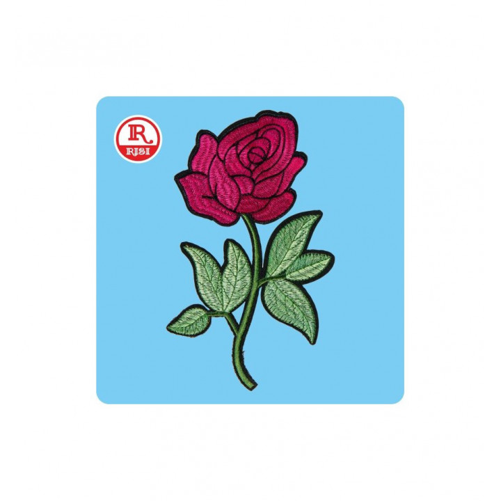 ROSA PATCH IN TESSUTO RICAMATO TERMOADESIVO PER TESSUTO E MATERIALI VARI MISURA cm 20x12