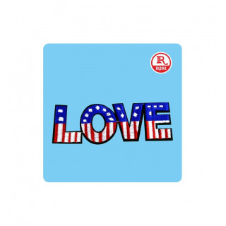 LOVE BANDIERA AMERICANA PATCH IN TESSUTO RICAMATO TERMOADESIVO PER TESSUTO E MATERIALI VARI MISURA cm 13,5x4,7
