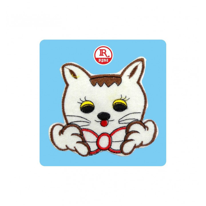 GATTINO PATCH IN TESSUTO RICAMATO TERMOADESIVO PER TESSUTO E MATERIALI VARI MISURA cm 10x9,7