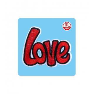 SCRITTA LOVE ROSSO PATCH IN TESSUTO RICAMATO TERMOADESIVO PER TESSUTO E MATERIALI VARI MISURA cm 7,5x6,5