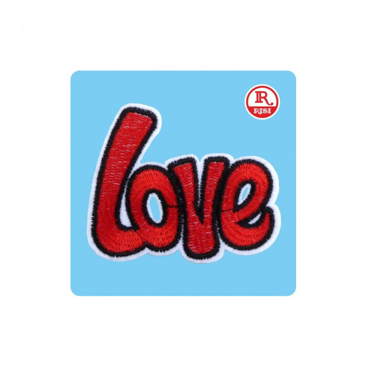 SCRITTA LOVE ROSSO PATCH IN TESSUTO RICAMATO TERMOADESIVO PER TESSUTO E MATERIALI VARI MISURA cm 7,5x6,5