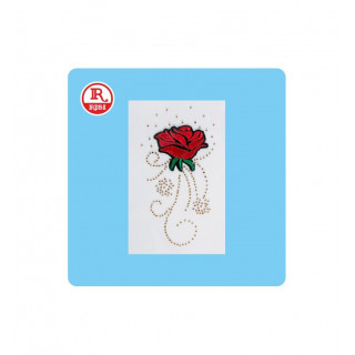 ROSA IN TESSUTO RICAMATO E STRASS  TUTTO CON TERMOADESIVO  PER TESSUTO MISURA cm 12x6,5