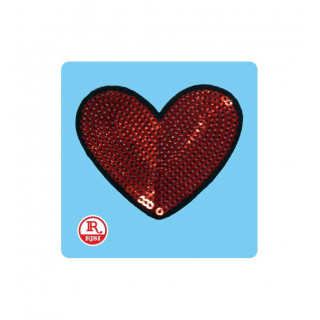 CUORE  PATCH IN TESSUTO CON PAILLETTES CUCITE TERMOADESIVO PER TESSUTO E MATERIALI VARI cm7x6,2