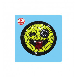 SMILE PATCH IN TESSUTO CON PAILLETTES CUCITE TERMOADESIVO PER TESSUTO E MATERIALI VARI Ø 5,2 cm
