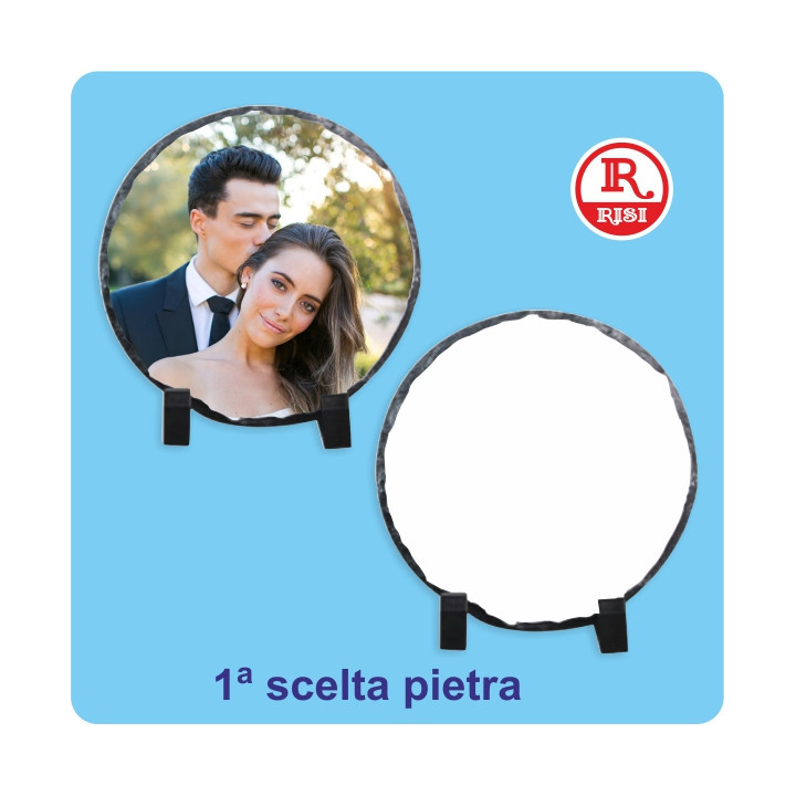 PIETRA TONDA Ø 20 SPESSORE  0,8 cm CON PIEDINI E SCATOLA, PER LA SUBLIMAZIONE (Conf. 2 pz)