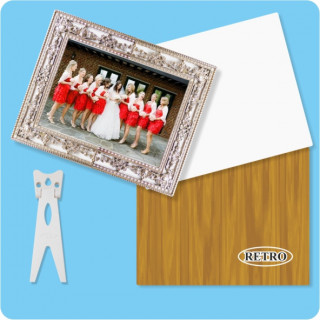 MDF BIANCO SUBLIMABILE 16,9x21,9 cm SPESSORE  3 mm CON CORNICE IN PLASTICA ARGENTATO E PIEDINI