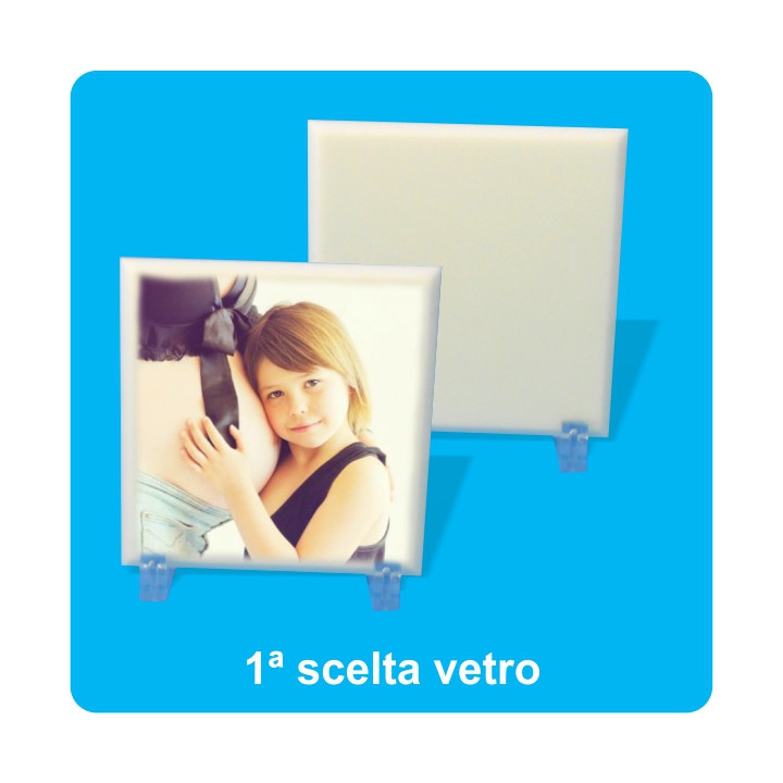 VETRO SUBLIMABILE CON PIEDINO E SCATOLA 15x15 cm