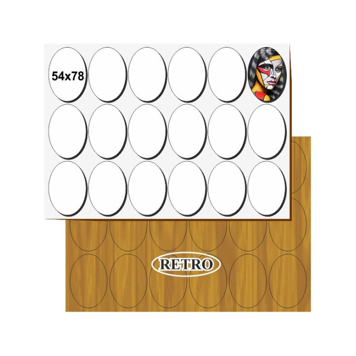 18 TESSERE OVALI 54X78 mm  IN MDF SUBLIMABILE SU PANNELLO 25x35 cm SPESSORE  3 mm