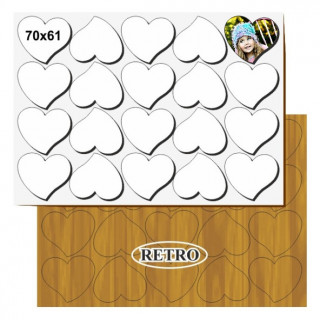 20 TESSERE CUORE 70x61 mm IN MDF SUBLIMABILE SU PANNELLO 25x35 cm SPESSORE  3 mm