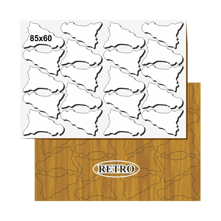 20 TESSERE SICILIA 85x60 mm IN MDF SUBLIMABILE SU PANNELLO 25x35 cm SPESSORE  3 mm