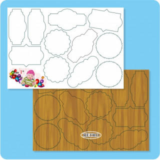 24 TESSERE SAGOME ASSORTITE IN MDF SUBLIMABILE SU 2 PANNELLI 17,5x25 cm SPESSORE  3 mm