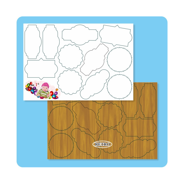 24 TESSERE SAGOME ASSORTITE IN MDF SUBLIMABILE SU 2 PANNELLI 17,5x25 cm SPESSORE  3 mm